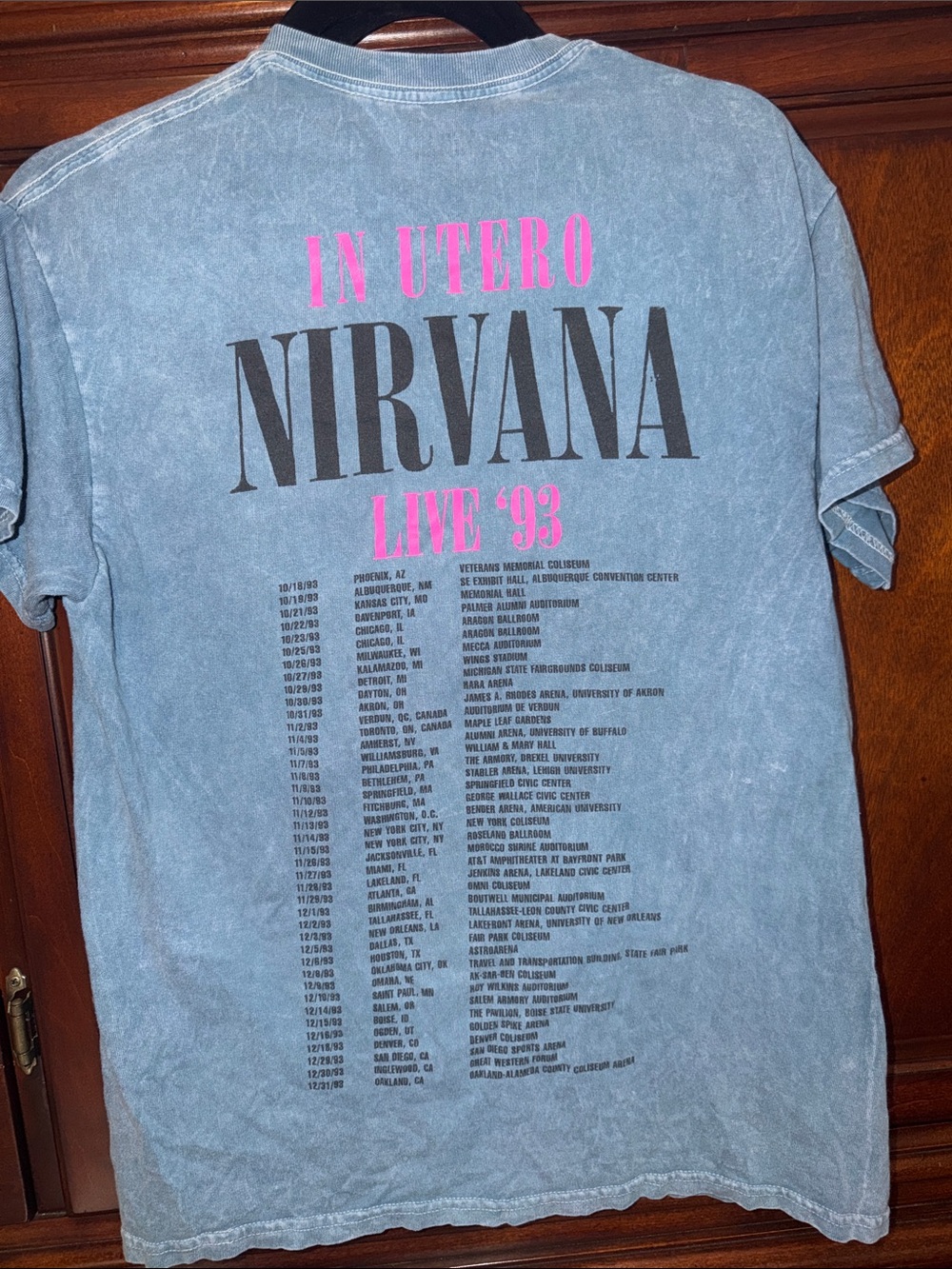 blue acid wash Nirvana t shirt In Utero album angel graphic 93 size medium - Picture 5 of 5